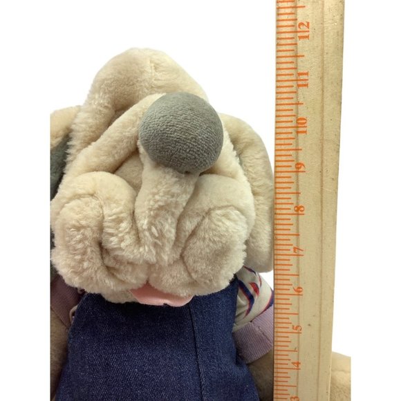 Vintage Ganz Bros 1981 Overalls Collar Wrinkles Hand Puppet Plush Hound Dog Toy - Picture 9 of 10